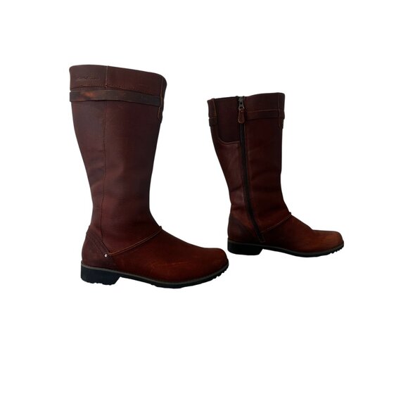 Sold Eddie Bauer Leather Tall Knee High Riding Boots 8 Women Brown Equestrian - Picture 14 of 16